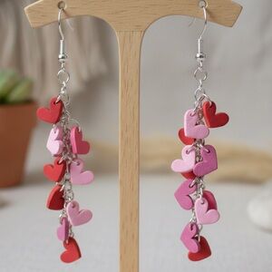 Cascading Heart Dangles — Handmade Earrings — Valentine’s Day — Hypoallergenic